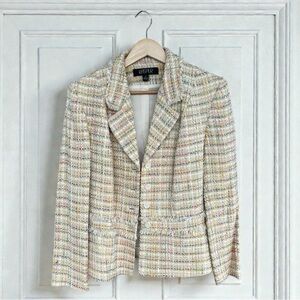 Kasper Blazer tweed with a wing lapel and fringe size 12